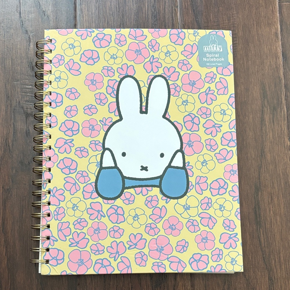 Miffy Yellow and Pink Floral Spiral Notebook